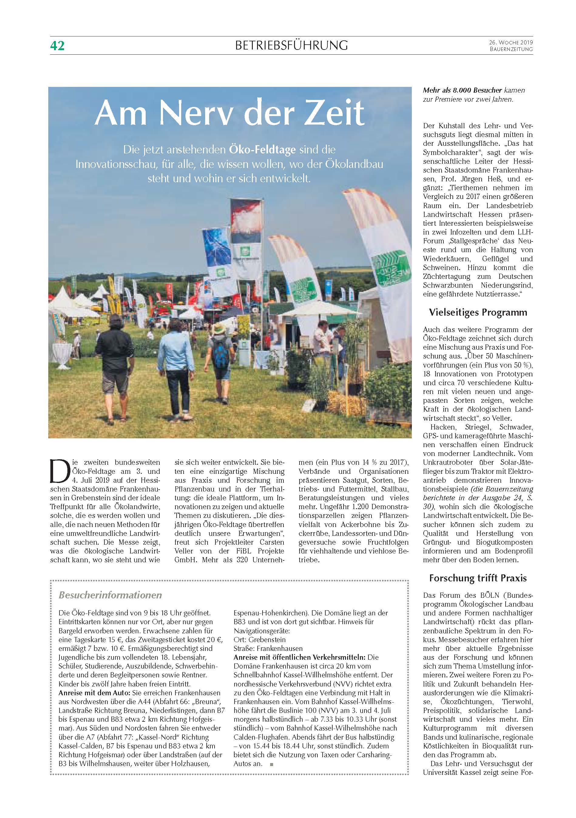 oekofeldtage_Vorankuendigung_Bauernzeitung_KW26_Seite_1